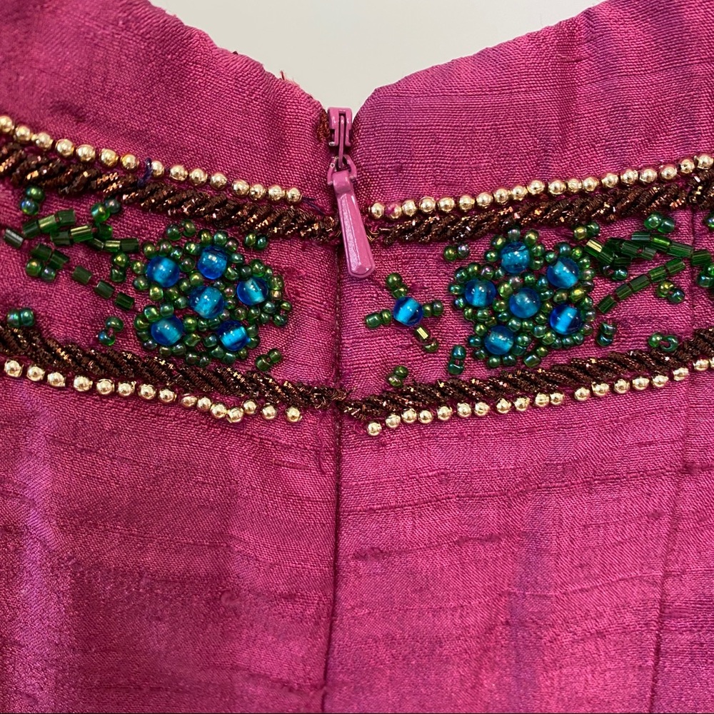 Vintage Tibi XS Silk Beaded Dress Purple AS-IS - Picture 13 of 16